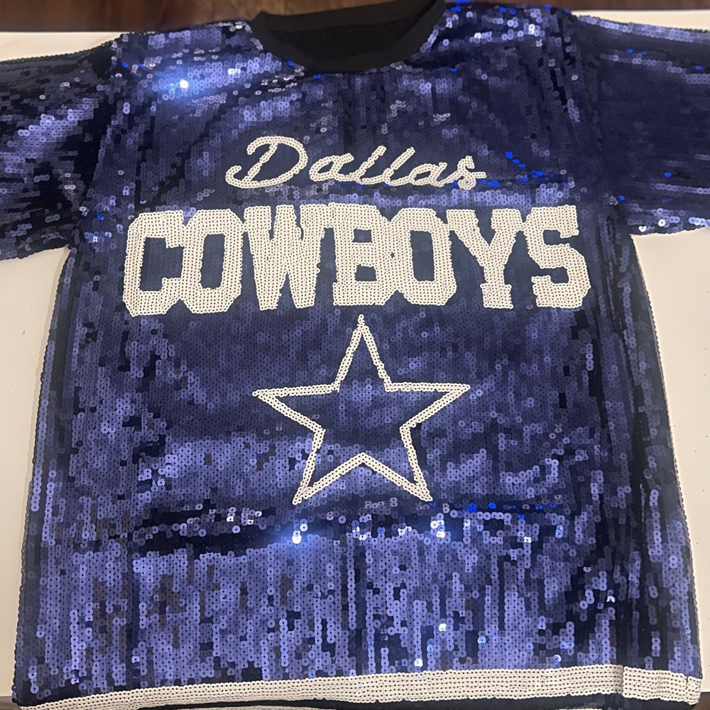 Women Dallas Cowboys Sequin Jersey Tunic Dress